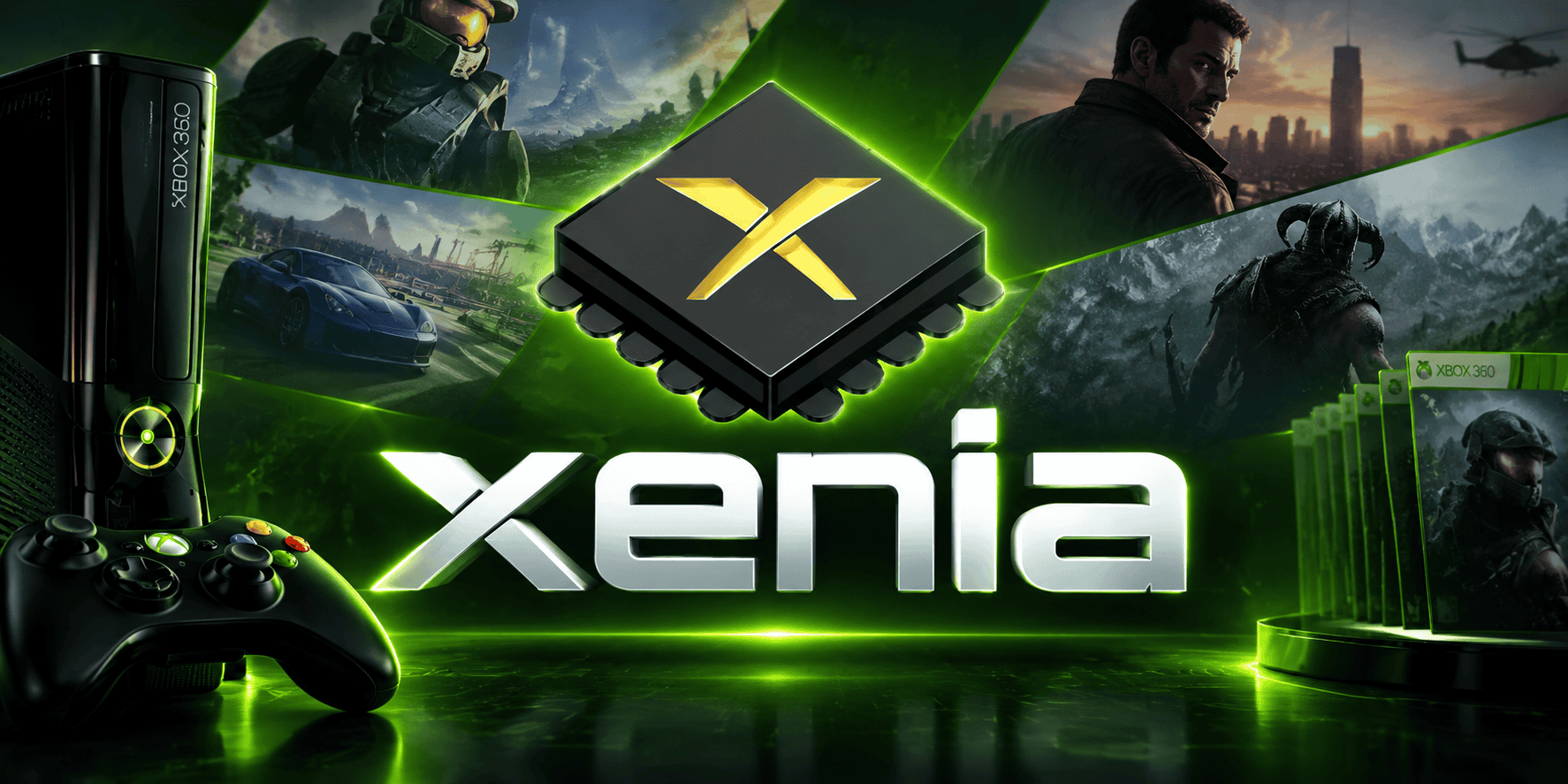 Xbox开发中文社区游戏宣传图,展示多款热门游戏和硬件设备.